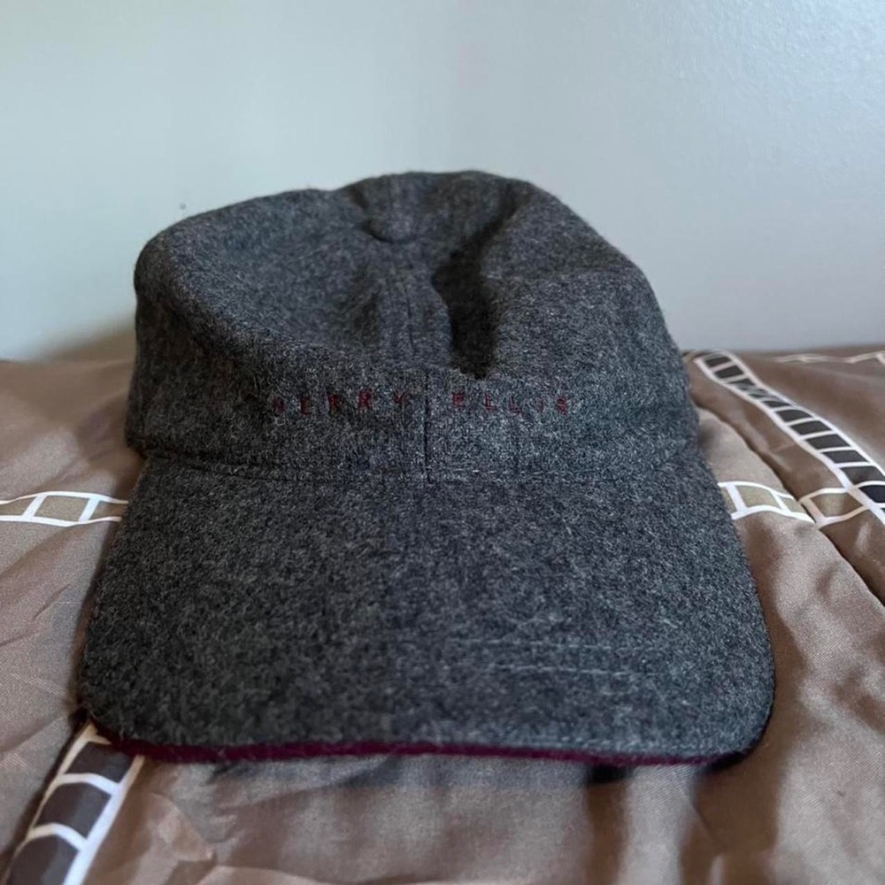 Perry Ellis Gray Wool Strap Cap